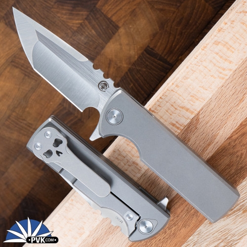 Chaves Knives T.A.K. Integral, Tanto Satin M390 Blade, Stonewash Titanium Frame