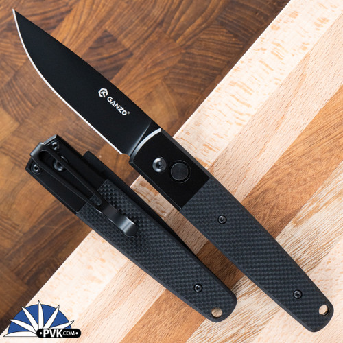 Ganzo Auto Drop Point Black Blade Green G10 G721B-GR - PVK