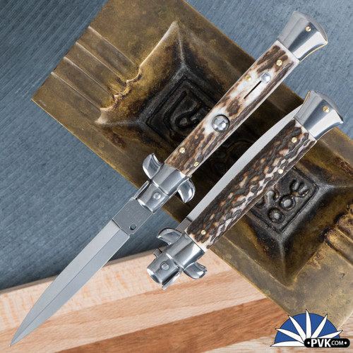 Frank B Italian Stiletto 9" Dagger Blade, Stag (23CM)