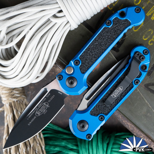 Microtech LUDT Gen 3 1135-1BL Black Blade, Blue Handle Grip Inlay