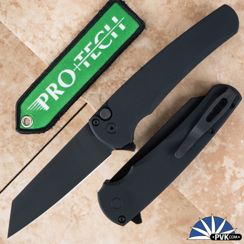 Protech Malibu 5403 Reverse Tanto Flipper DLC Magnacut, Smooth Black Handle