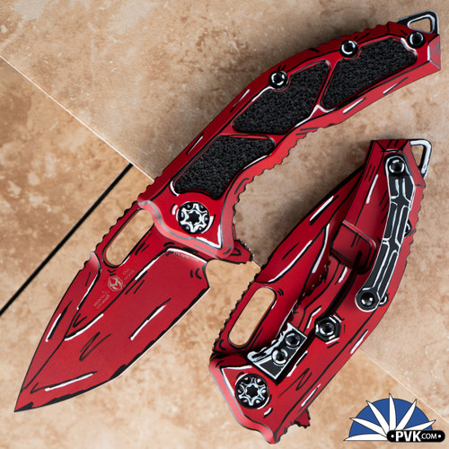 Heretic Knives Medusa Flipper CPM-Magnacut Cel Shade Red