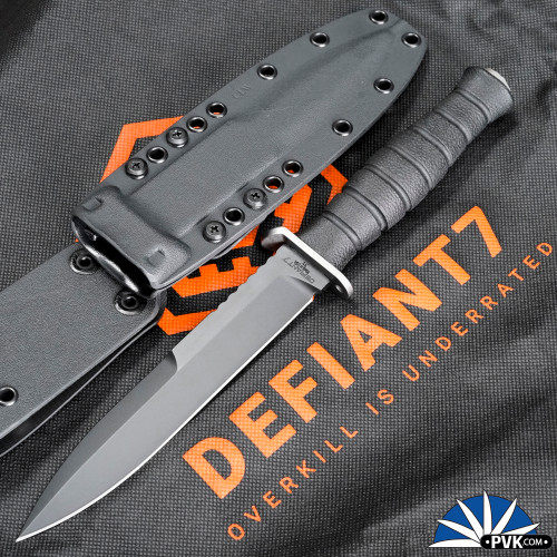 Defiant 7 M320 Fixed Blade, Black Cerakote CPM-3V , Black Grippy Polymer Handle