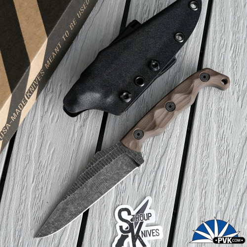 Stroup Knives MK2 Fixed Blade Darkwash Blade, Black G10 Handle - PVK