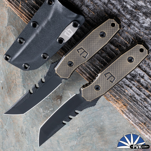 Blackside Customs K1 Kimura Reaper Spine Black Dark Beskar Magnacut, Pyrite Finish Brass Handle