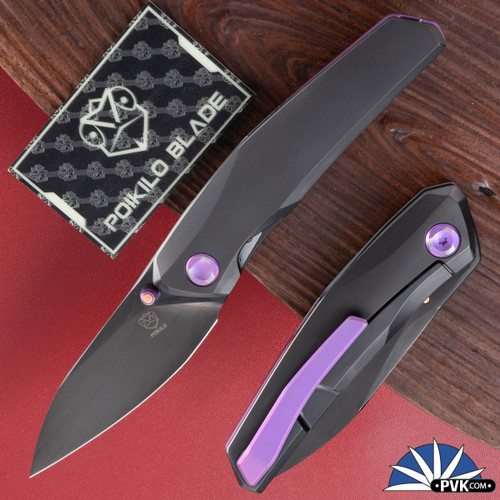 Poikilo Blade X Vulpex Collab, VK-Zen S2 DLC Stonewash Blade, DLC Titanium Handle, Purple HW