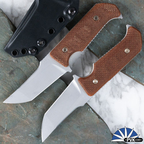 Dauntless Manufacturing Fixed Blade, Hot And Ready Work Knife V4 , AEB-L Beadblast Tanto Blade, Natural Canvas Micarta Handle