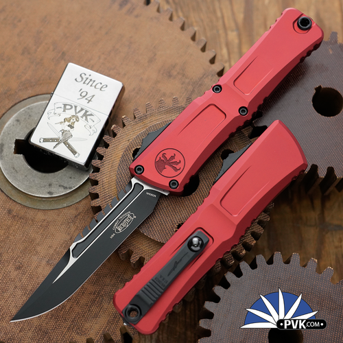 Microtech Combat Troodon Gen 3 1217-1RDS Interceptor Black Blade, Red Handle Signature Series