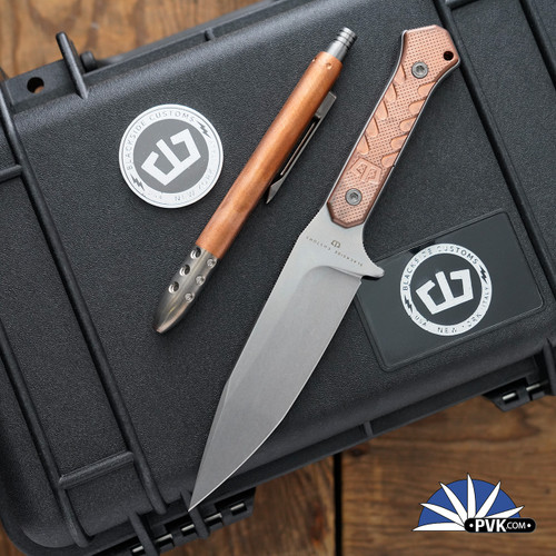 Blackside Customs Copper Fedele X Kit, Copper Handles, Stonewashed N690C, 1oz Silver Combat Club Coin, Copper Body Click Tank Pen