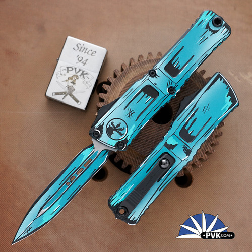 Microtech Combat Troodon Gen 3 1142-1TQCOMICS Double Edge, Cerakote CEL Shade Turquoise