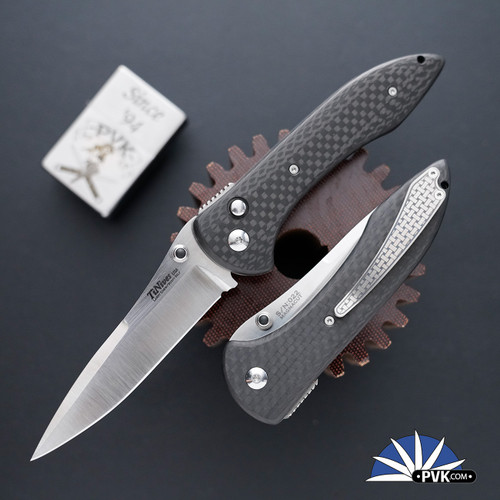 TiNives U.S.A. Custom Tactical Covert Double Action Auto, Satin Magnacut Blade, Carbon Fiber Handles