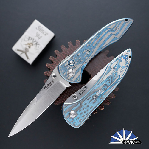 TiNives U.S.A. Custom Patriot Covert Double Action Auto, Satin Magnacut Blade, Patriot Titanium Handles