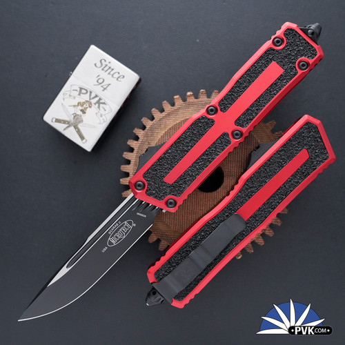 Microtech Scarab 2 Gen 3 1278-1RD Single Edge Black Blade, Red Handle
