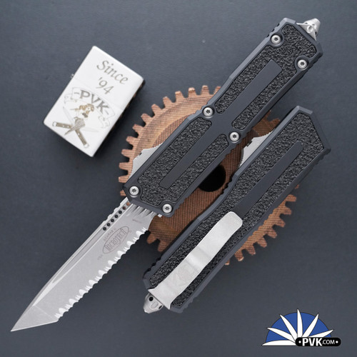 Microtech Scarab 2 Gen 3 1279-12AP Tanto Apocalyptic Full Serrated Blade, Black Handle
