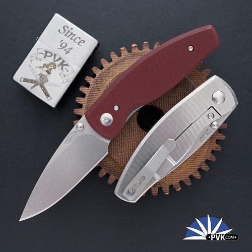 TRM Neutron 2 FrameLock, Tumbled Magnacut, Ruby Red G10 Scales