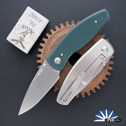 TRM Neutron 2 FrameLock, Tumbled Magnacut, Forest Green G10 Scales