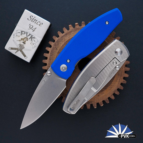 TRM Neutron 2 FrameLock, Tumbled Magnacut, Royal Blue G10 Scales
