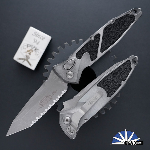 Microtech Socom Elite Auto 161A-12APWME Tanto Edge Apocalyptic Full Serrated Blade, Weathered Handle