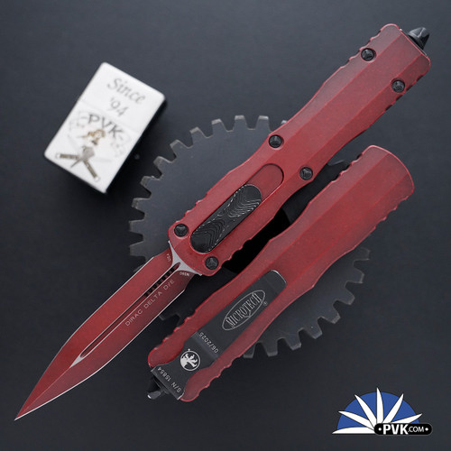 Microtech Dirac Delta 227-1WCM Red Coated Blade, Weathered Red Handle
