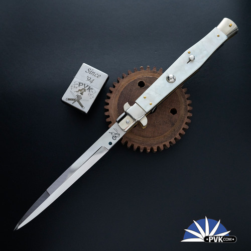 Renzo Pascotto X Dolphins Maniago 13.75" Wasp Body Pick Lock, Bayonet Blade, Mother Of Pearl (35CM)