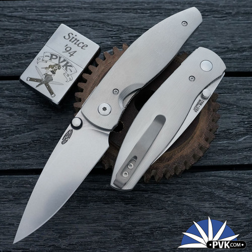 Three Rivers Manufacturing (TRM) Atom, Stonewash Magnacut, Pinstripe Titanium 3D Scales