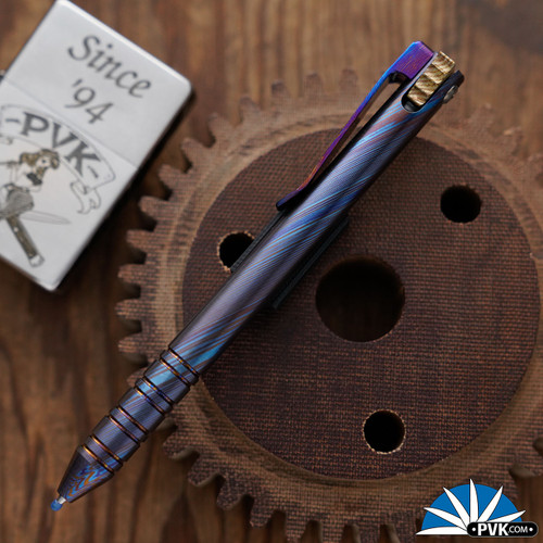 Maverick Customs Full Size FU Flipper Universal Pen Ringed Timascus,  Mokume Flipper W/Timascus Clip