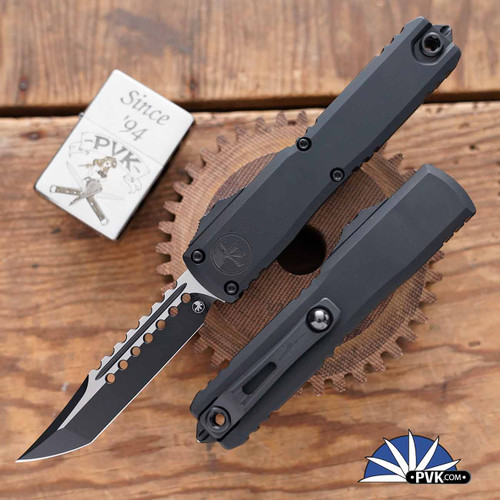 Microtech Ultratech ZBP Gen 3 1119-1TS Black Hellhound Blade, Black Handle Signature Series Tactical