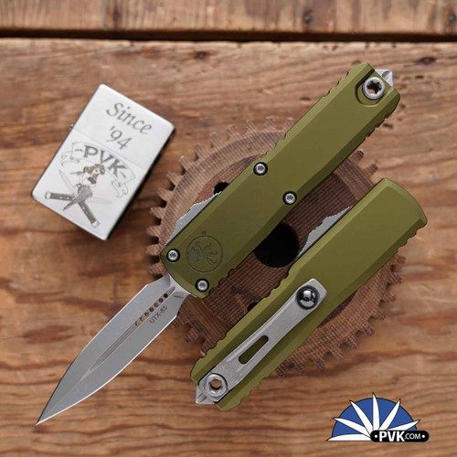 Microtech UTX-85 Gen 3 D/E 1232-10APOD Apocalyptic Blade, OD Green Handle