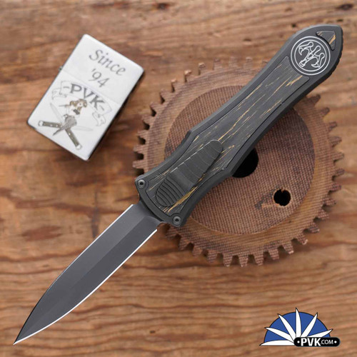 Hawk Knife Designs Deadlock Model "C" M390 DLC Double Edge Blade, DLC Titanium Chassis W/Fat Carbon "Light" Inlays