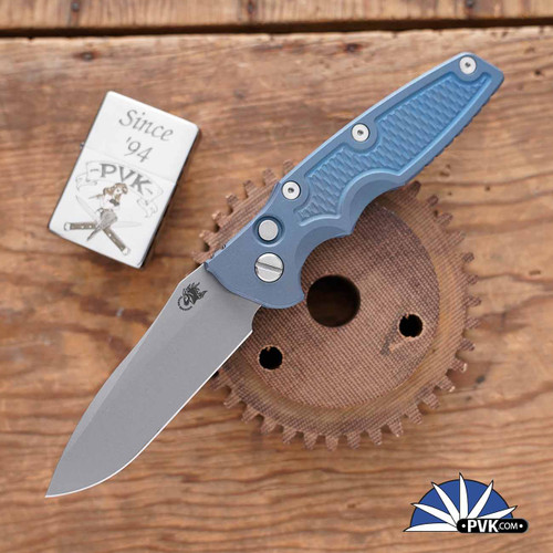 Hinderer Eklipse Auto Spearpoint Working Finish CPM S45VN Blade,  Battle Blue Ti Frame
