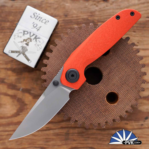 HMC Knives Transient 2.9 V3 Subliner Zir-Satin Magnacut Blade, Orange Glass Composite Handle