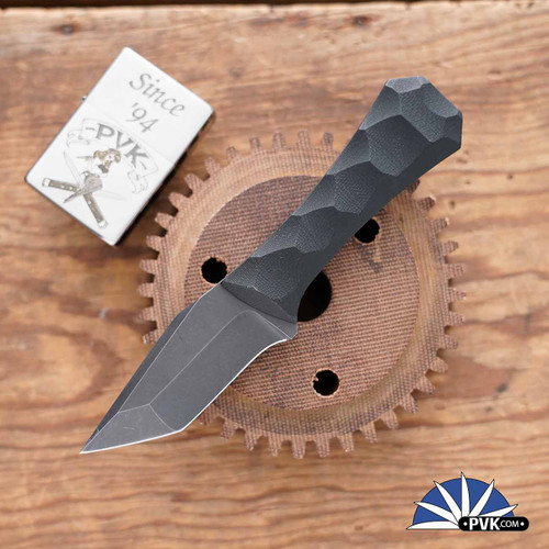 Auxiliary Manufacturing Coffin, Black Stonewash AEB-L Tanto Blade, Textured G10