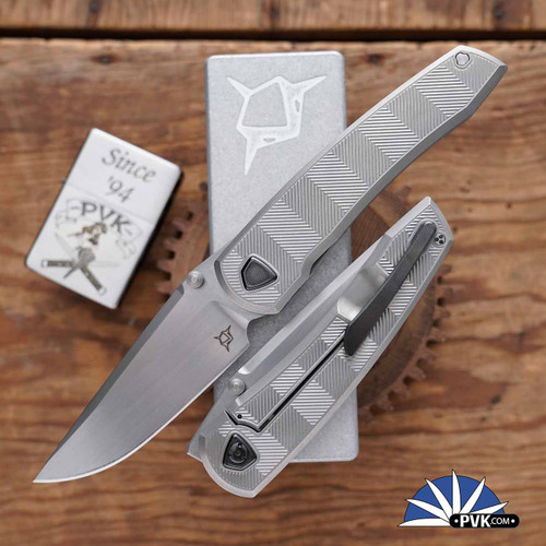 k.wakaグレーs Sharknivco Waka, Satin RWL34, Custom Prism Milled Titanium Handles