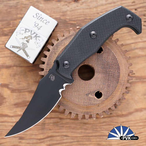 Bastinelli Creations Custom "Mood", Partial Serrated Magnacut, Black G10 Handles