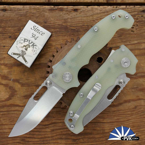 Demko Knives MG AD20S Shark-Lock Stonewash Clip Point Blade, Natural G10 Textured Handles