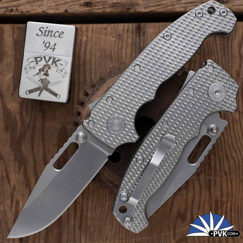 Demko Knives MG AD20 Shark-Lock Magnacut Clip Point Blade, Textured Titanium Handles