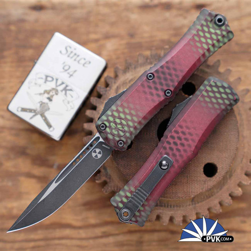 Microtech Hera II Mini 1703M-1RDX51S Single Edge Black Blade, Red X-51 Handle