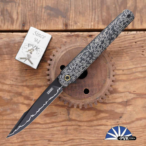 Zieba Nine Dagger Why So Serious, Black Magnacut Flipper Blade