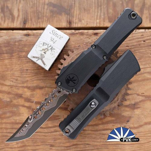 Microtech Combat Troodon Gen 3 1219-16MS1 Baker Forge Coppermai Damascus Hellhound Blade, Hefted Alloy Handle With DLC Hard Cut Hardware And Bronze TI Accent