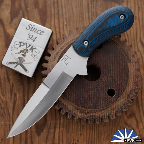 29 Knives Custom Weehawk, S35-VN Drop Point, Blue/Black G10 Handle Scales