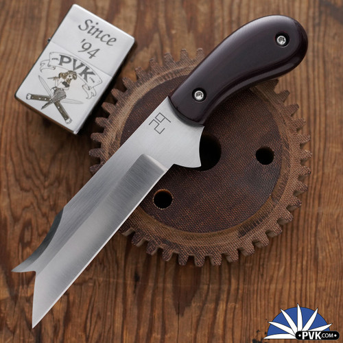 29 Knives Custom Fixed Kampilan S35-VN, Maroon Micarta Handle Scales