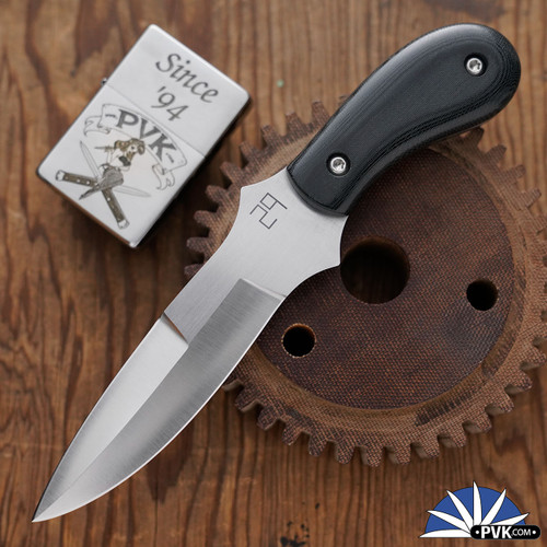 29 Knives Custom Fixed Weehawk S35-VN, Black Linen Micarta Handle Scales