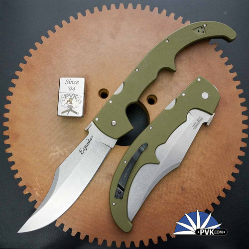 Cold Steel XL Espada, Stonewashed AUS-10A Blade, OD Green G10 Handle Scales - 62MGCODSW