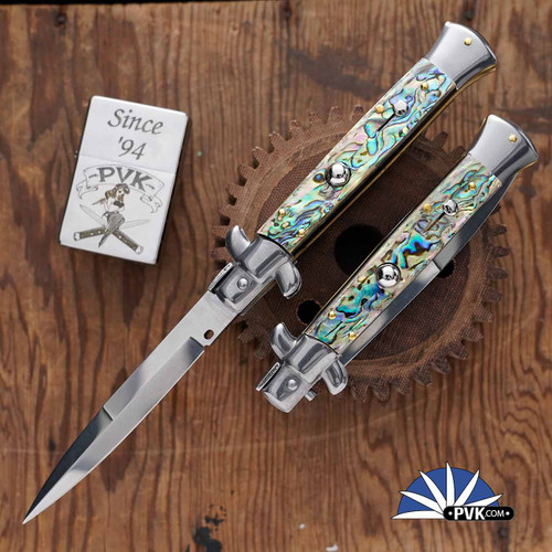 Frank B Italian Stiletto 9" Bayonet Blade, Abalone (23CM)