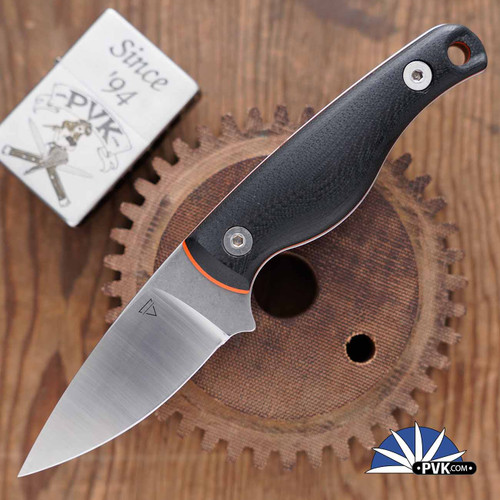 Creely Blades Mako, Magnacut Clip Point Blade, Black G10 Handles, Orange Liners