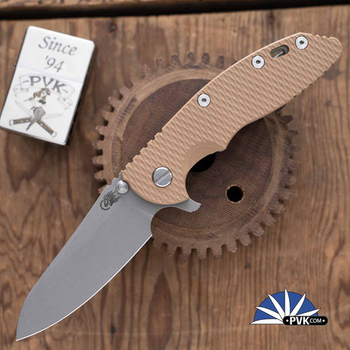 Hinderer XM-18 3.5″ Sheepsfoot Working Finish S45VN Blade, Working Finish Ti Frame & Coyote G10 Handle