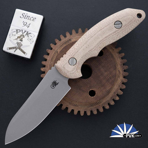 Hinderer Emmett, Working Finish Magnacut Sheepsfoot Blade, Natural Micarta Scales