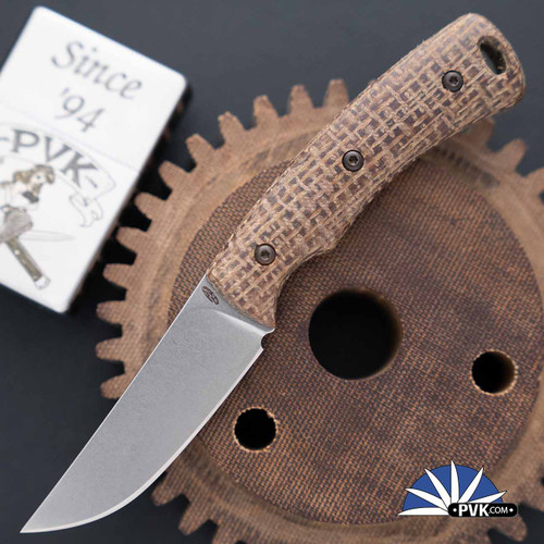 Three Rivers Manufacturing (TRM) Tagalong Stonewashed Magnacut, Burlap Micarta Handle Scales