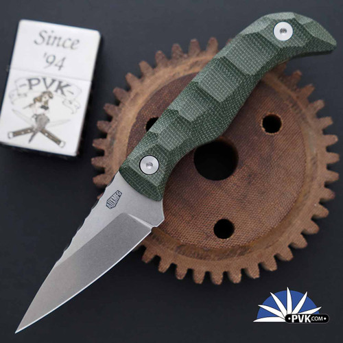 Auxiliary Manufacturing Deadhead Karl Jr, Stonewashed 14c28n, Green Micarta