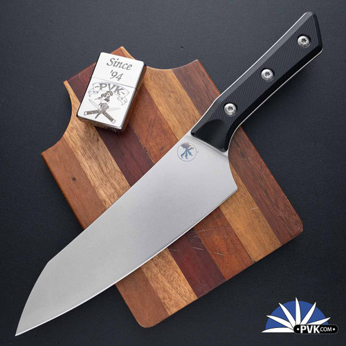 Microtech Kitchen 8" Chef Knife 3000-10BK Stonewashed Blade, Black G10